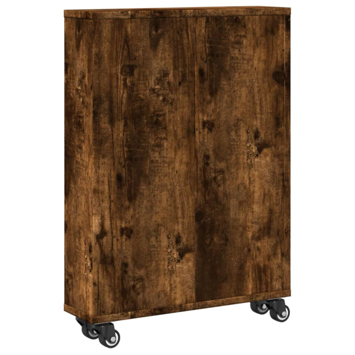 smal opbevaringsvogn 48x13x68 cm konstrueret træ røget egetræ