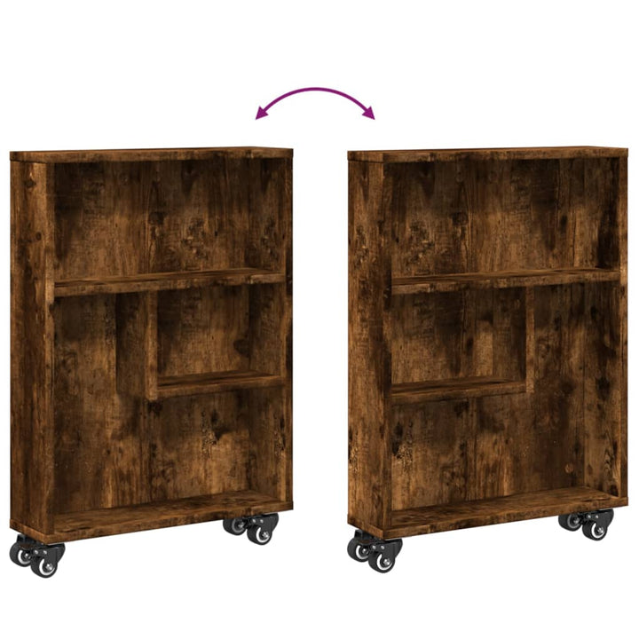 smal opbevaringsvogn 48x13x68 cm konstrueret træ røget egetræ