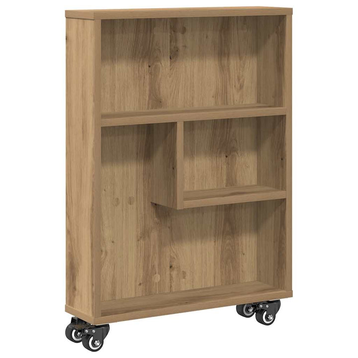 smal opbevaringsvogn 48x13x68 cm konstrueret træ egetræsfarve
