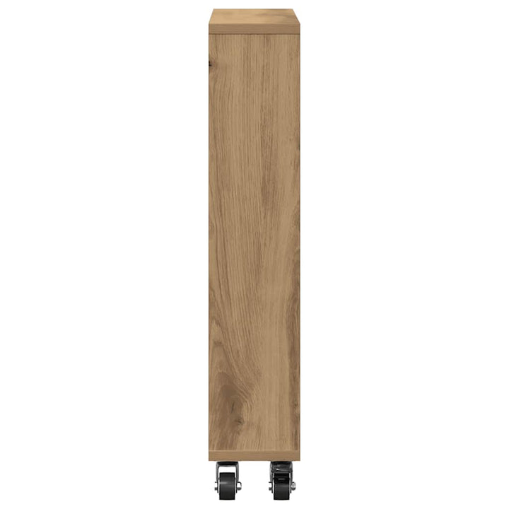 smal opbevaringsvogn 48x13x68 cm konstrueret træ egetræsfarve