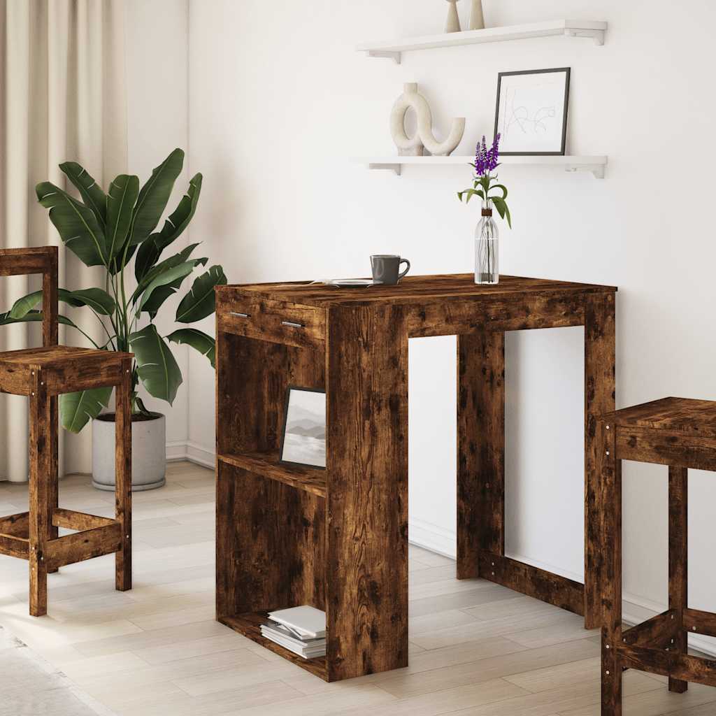 barbord 102x70x103,5 cm konstrueret træ røget egetræsfarve