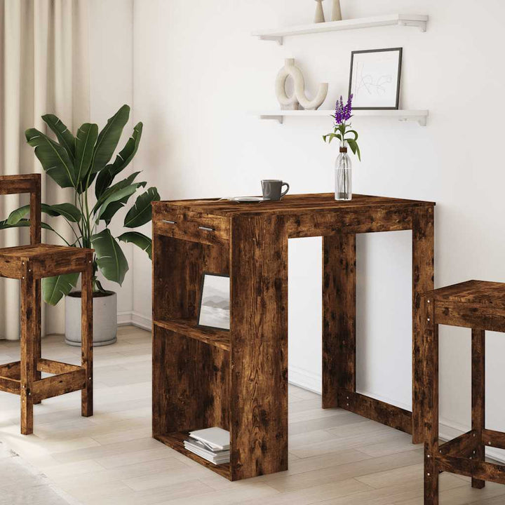 barbord 102x70x103,5 cm konstrueret træ røget egetræsfarve