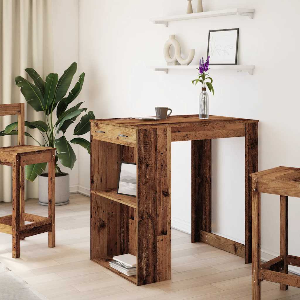barbord 102x70x103,5 cm konstrueret træ gammelt trælook