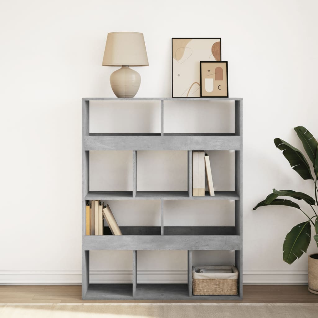 bogreol 100x33x125,5 cm konstrueret træ betongrå