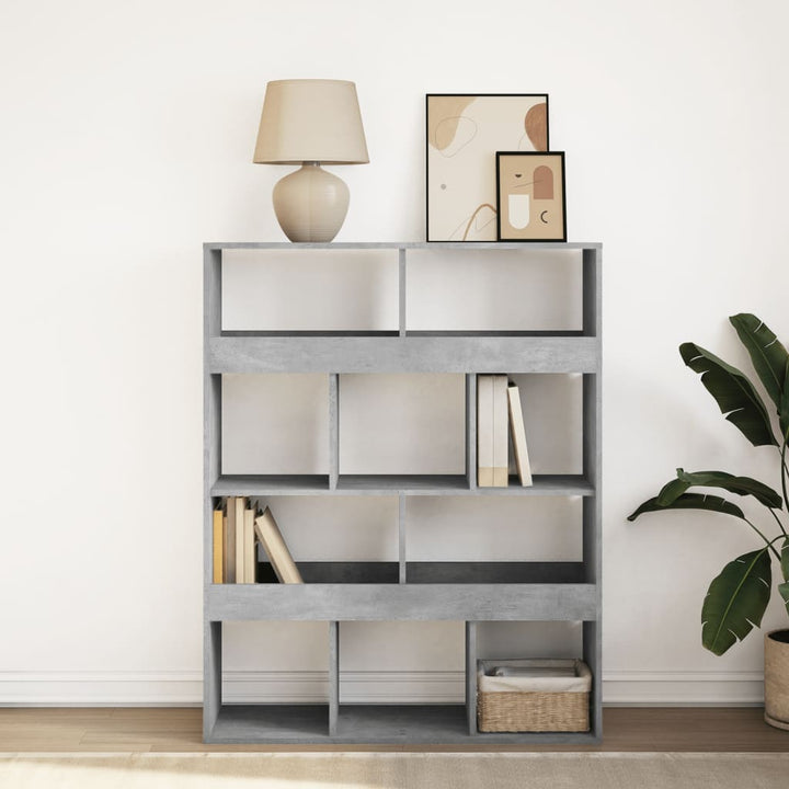 bogreol 100x33x125,5 cm konstrueret træ betongrå