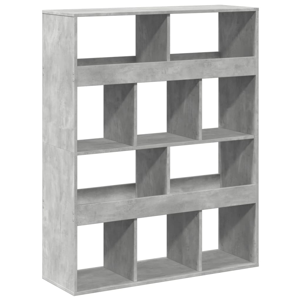 bogreol 100x33x125,5 cm konstrueret træ betongrå