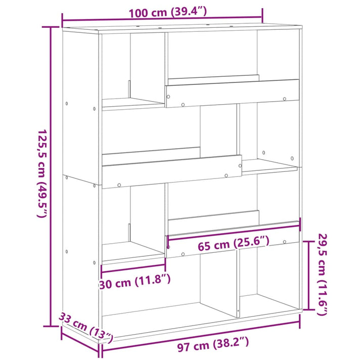 rumdeler 100x33x125,5 cm konstrueret træ hvid