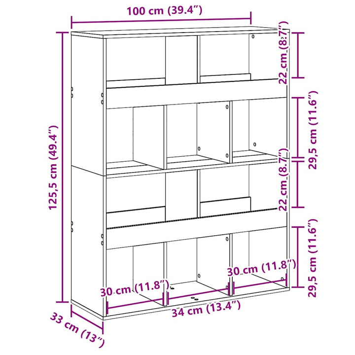 rumdeler 100x33x125,5 cm konstrueret træ sort