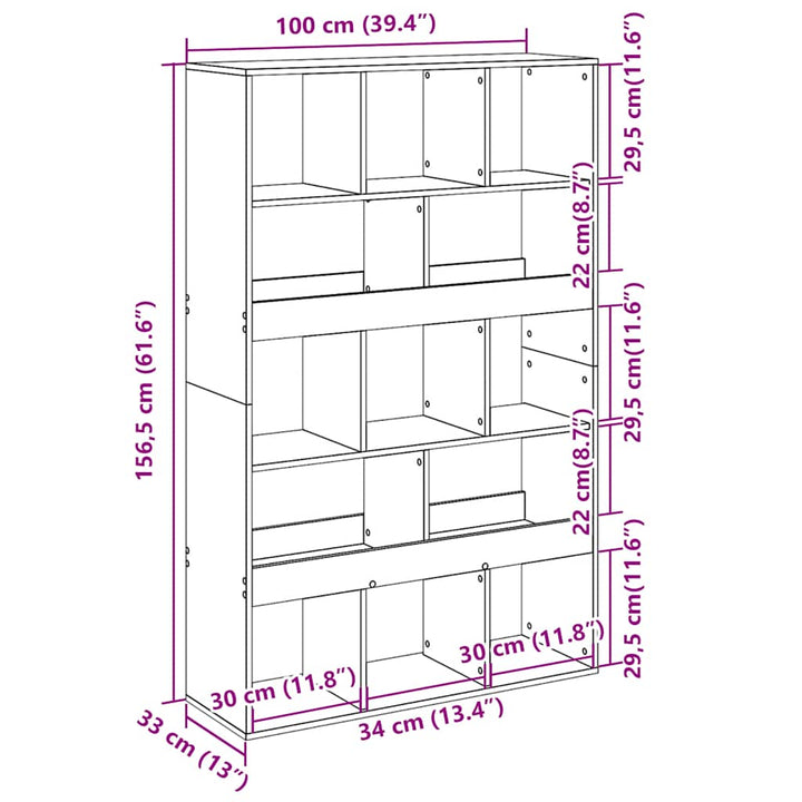 rumdeler 100x33x156,5 cm konstrueret træ sort