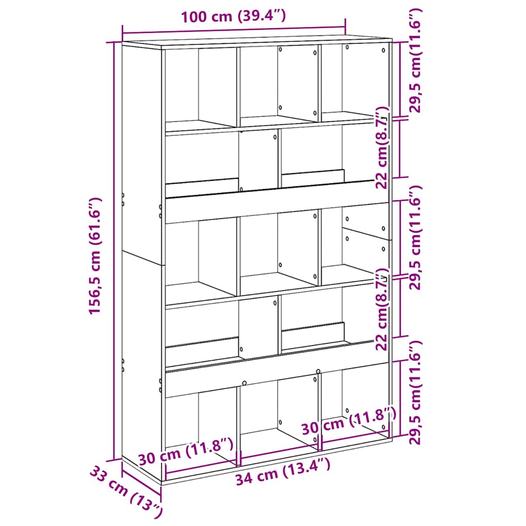 rumdeler 100x33x156,5 cm konstrueret træ betongrå