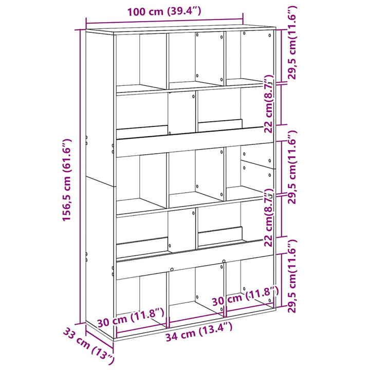 rumdeler 100x33x156,5 cm konstrueret træ betongrå