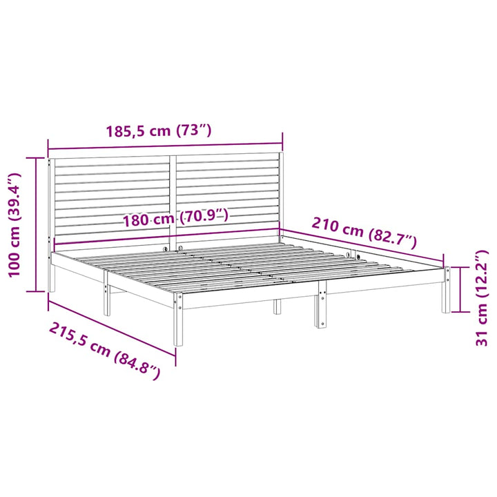 ekstra lang sengeramme uden madras 180x210 cm massivt træ