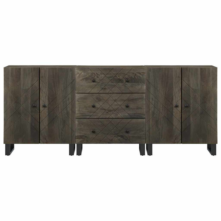 skænke 3 stk. 60x33x75 cm massivt mangotræ sort