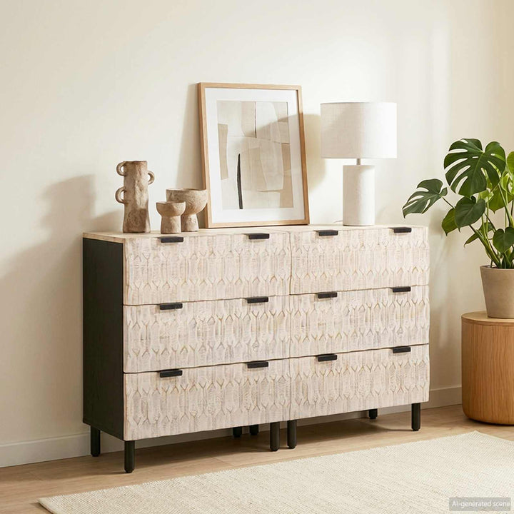 Sideboard 2 pcs Hvid Vask Finish 60 x 33 x 75 cm
