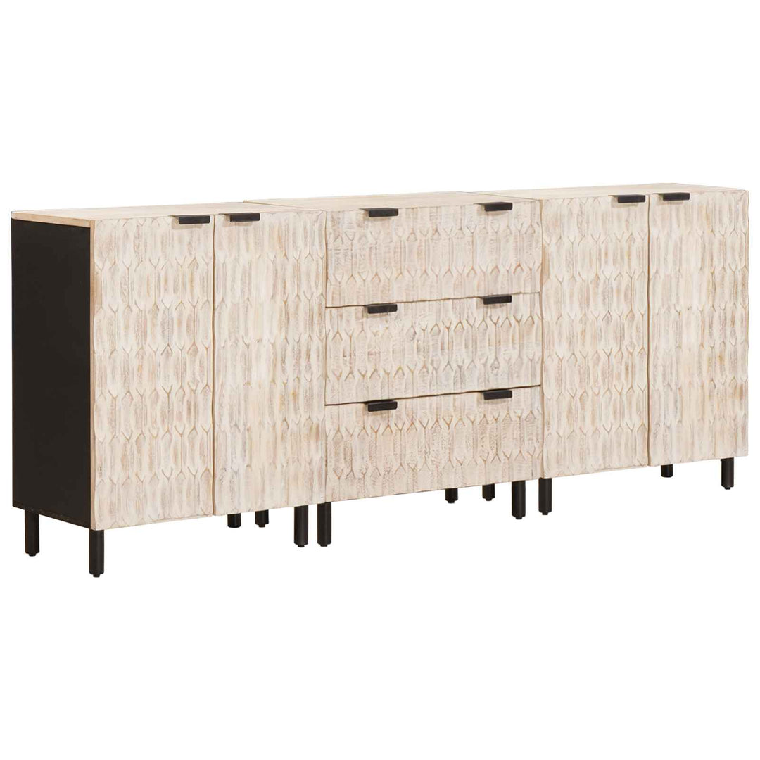 Sideboard 3 pcs Hvid Vask Finish 180 x 33 x 75 cm