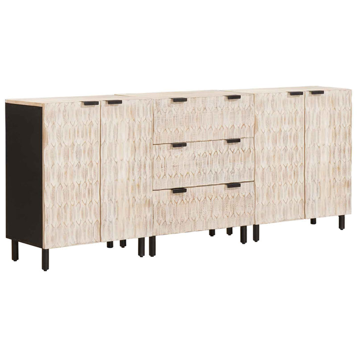 Sideboard 3 pcs Hvid Vask Finish 180 x 33 x 75 cm