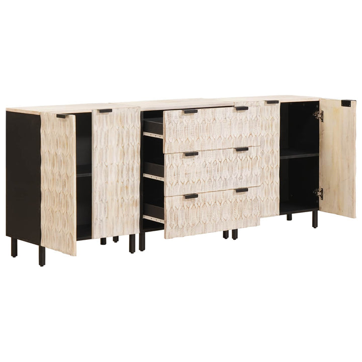 Sideboard 3 pcs Hvid Vask Finish 180 x 33 x 75 cm