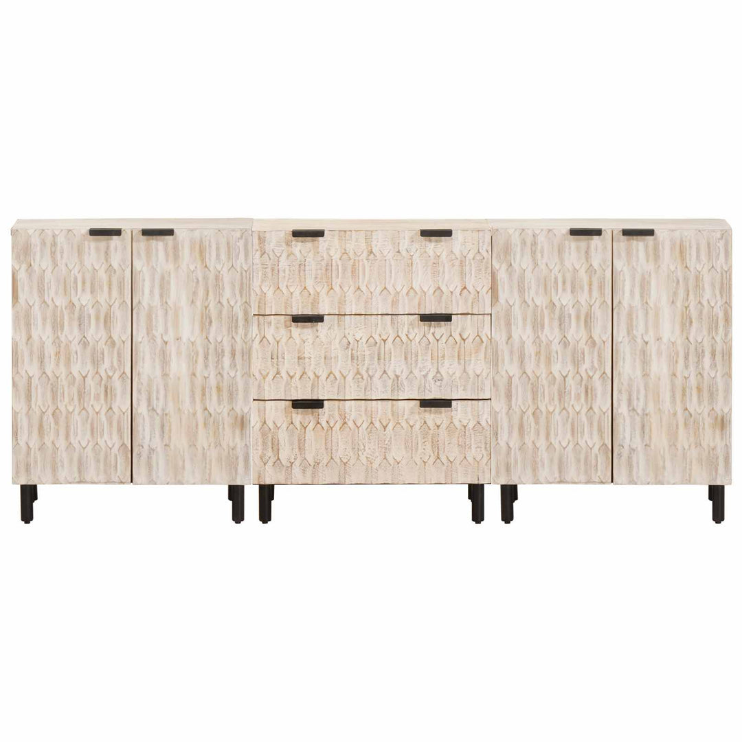 Sideboard 3 pcs Hvid Vask Finish 180 x 33 x 75 cm