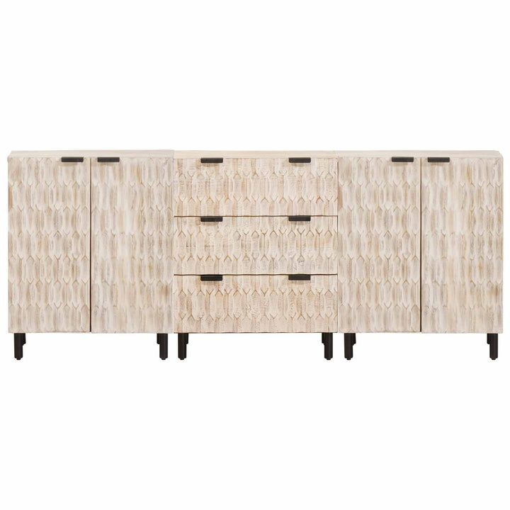 Sideboard 3 pcs Hvid Vask Finish 180 x 33 x 75 cm