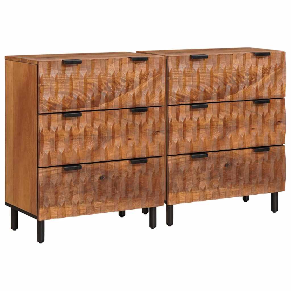 Sideboard 2 pcs Acacia Brun Finish 60 x 33 x 75 cm