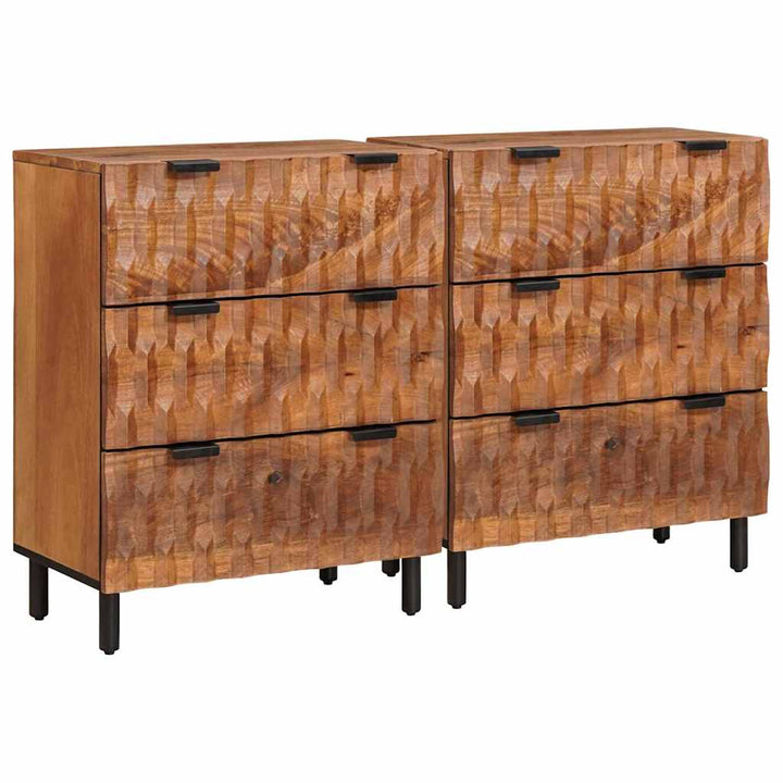 Sideboard 2 pcs Acacia Brun Finish 60 x 33 x 75 cm