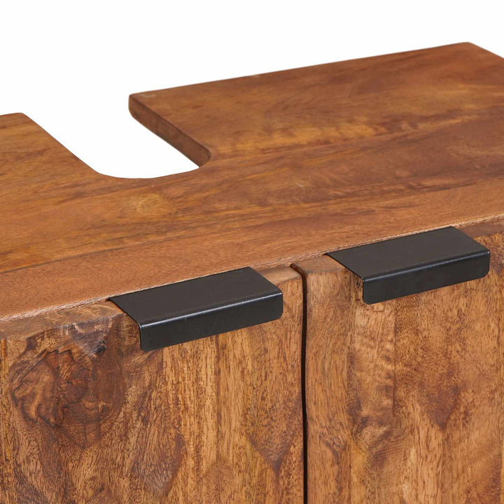 Badeværelsessæt 2 stk. Akaciebrown finish 62 x 33 x 58 cm