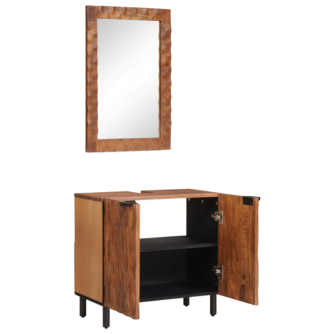 Badeværelsessæt 2 pcs Akaciebrown finish Massivt mangotræ