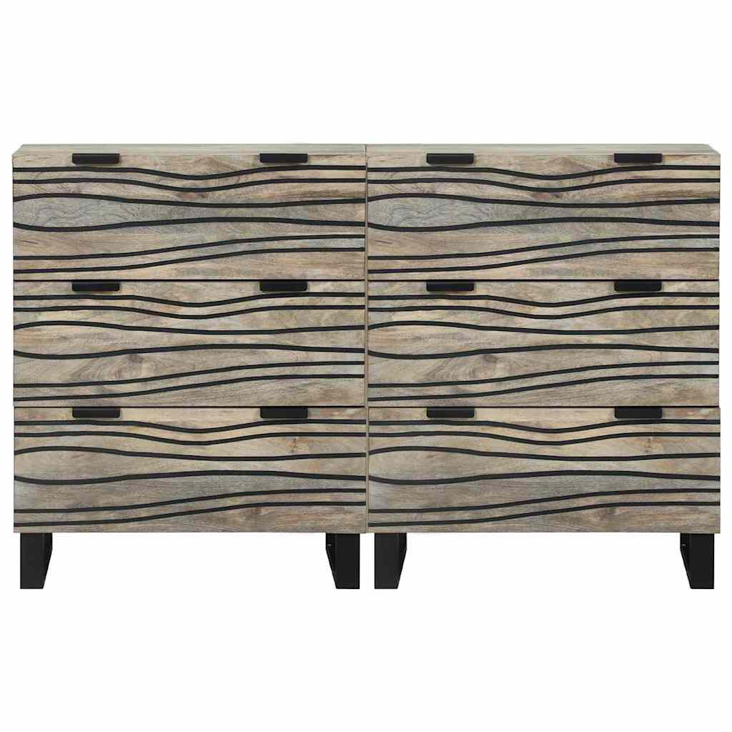 Sidetabel Sæt 2 pcs Hvid 120 x 33,5 x 75 cm Massivt mangotræ
