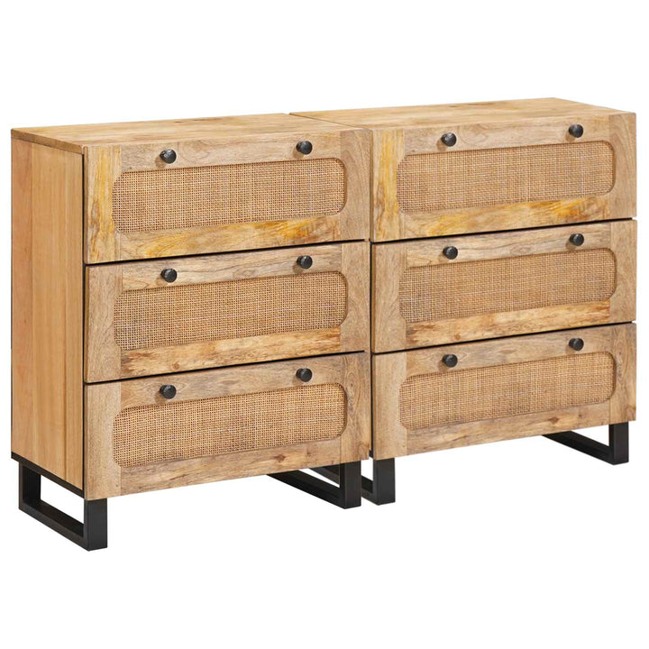 Sideboard 2 pcs Brun 60 x 33 x 75 cm Massivt mangotræ