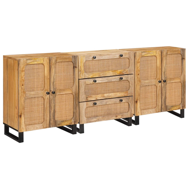 Sideboard 3 pcs Brun 180 x 33 x 75 cm Massivt mangotræ