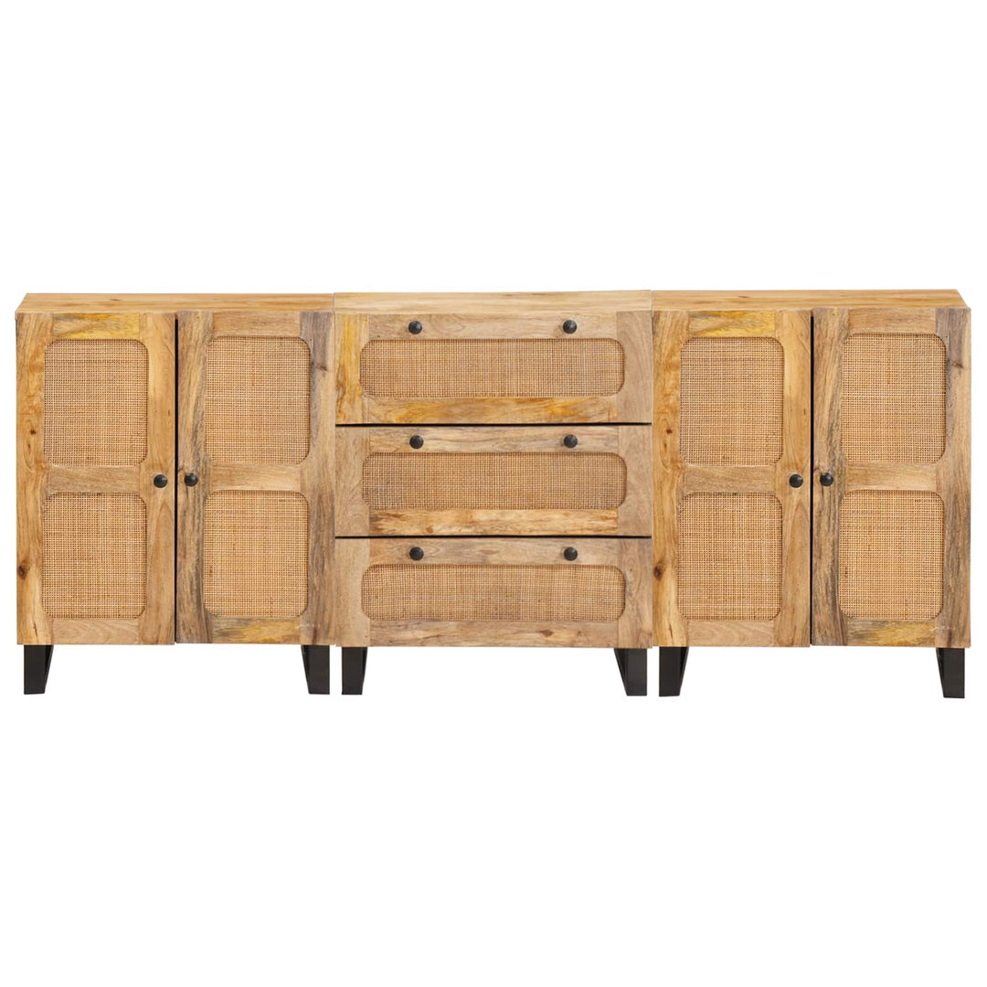 Sideboard 3 pcs Brun 180 x 33 x 75 cm Massivt mangotræ
