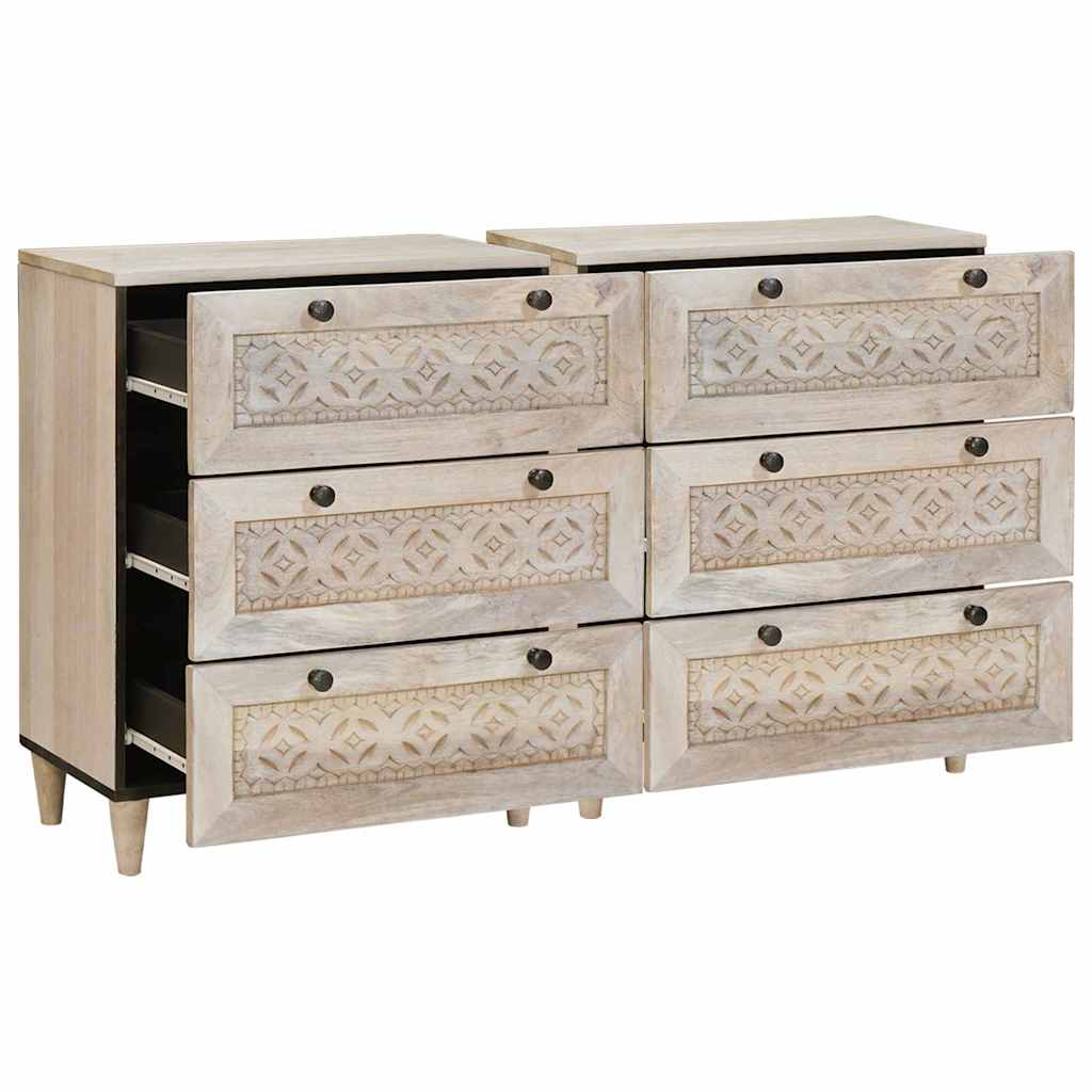 Sideboard 2 pcs Hvid 120 x 33,5 x 75 cm Massivt mangotræ
