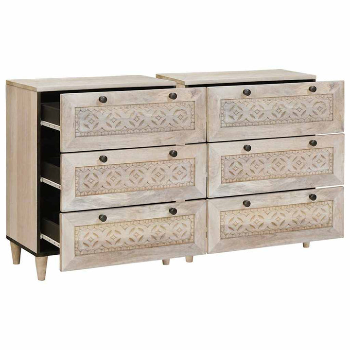 Sideboard 2 pcs Hvid 120 x 33,5 x 75 cm Massivt mangotræ