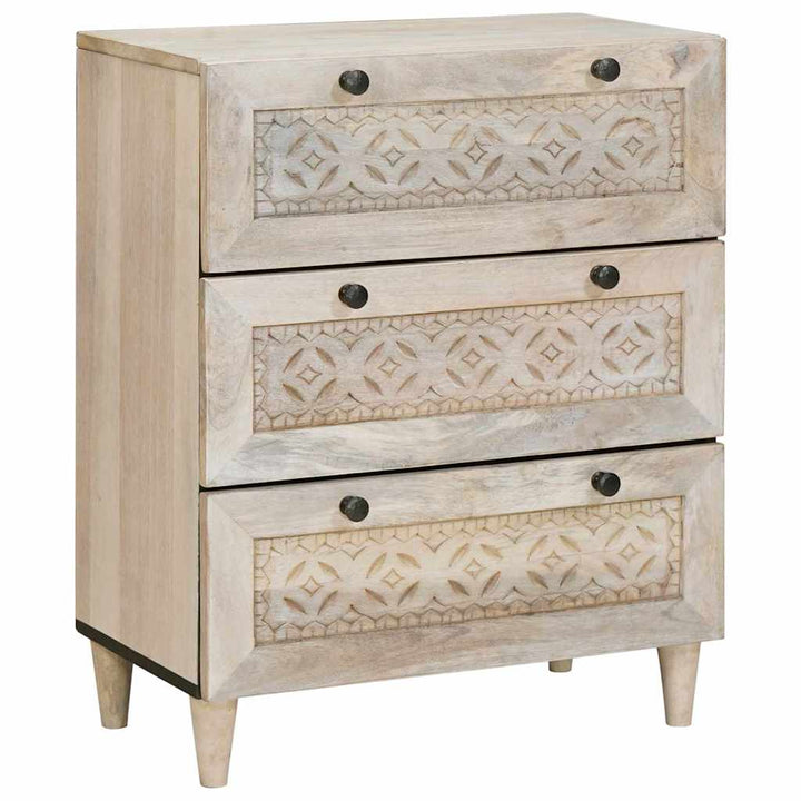 Sideboard 2 pcs Hvid 120 x 33,5 x 75 cm Massivt mangotræ