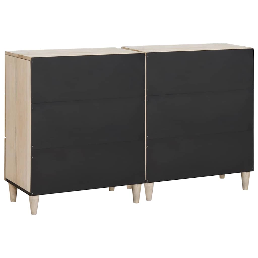 Sideboard 2 pcs Hvid 120 x 33,5 x 75 cm Massivt mangotræ