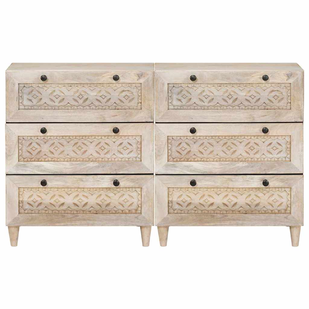 Sideboard 2 pcs Hvid 120 x 33,5 x 75 cm Massivt mangotræ
