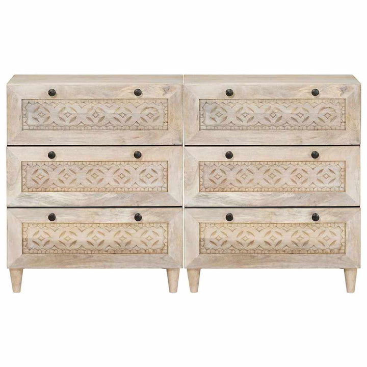 Sideboard 2 pcs Hvid 120 x 33,5 x 75 cm Massivt mangotræ