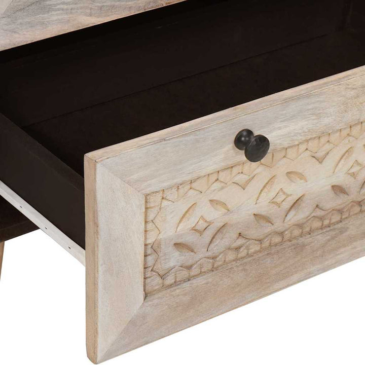 Sideboard 3 pcs Hvid 180 x 33,5 x 75 cm Massivt mangotræ