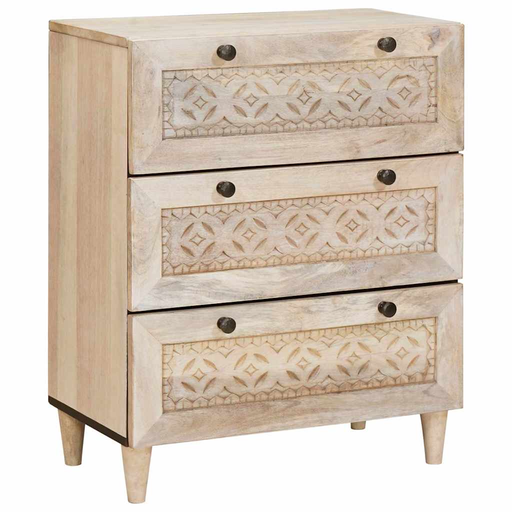 Sideboard 3 pcs Hvid 180 x 33,5 x 75 cm Massivt mangotræ