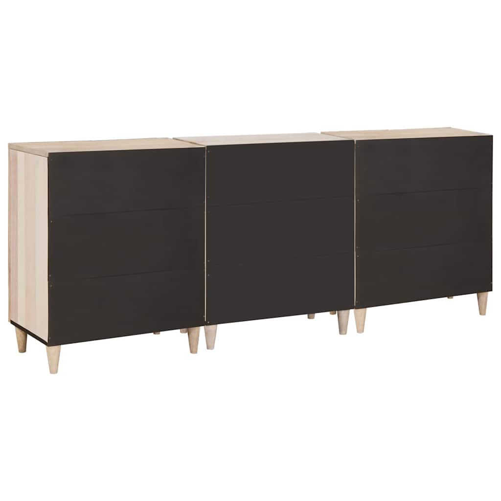 Sideboard 3 pcs Hvid 180 x 33,5 x 75 cm Massivt mangotræ