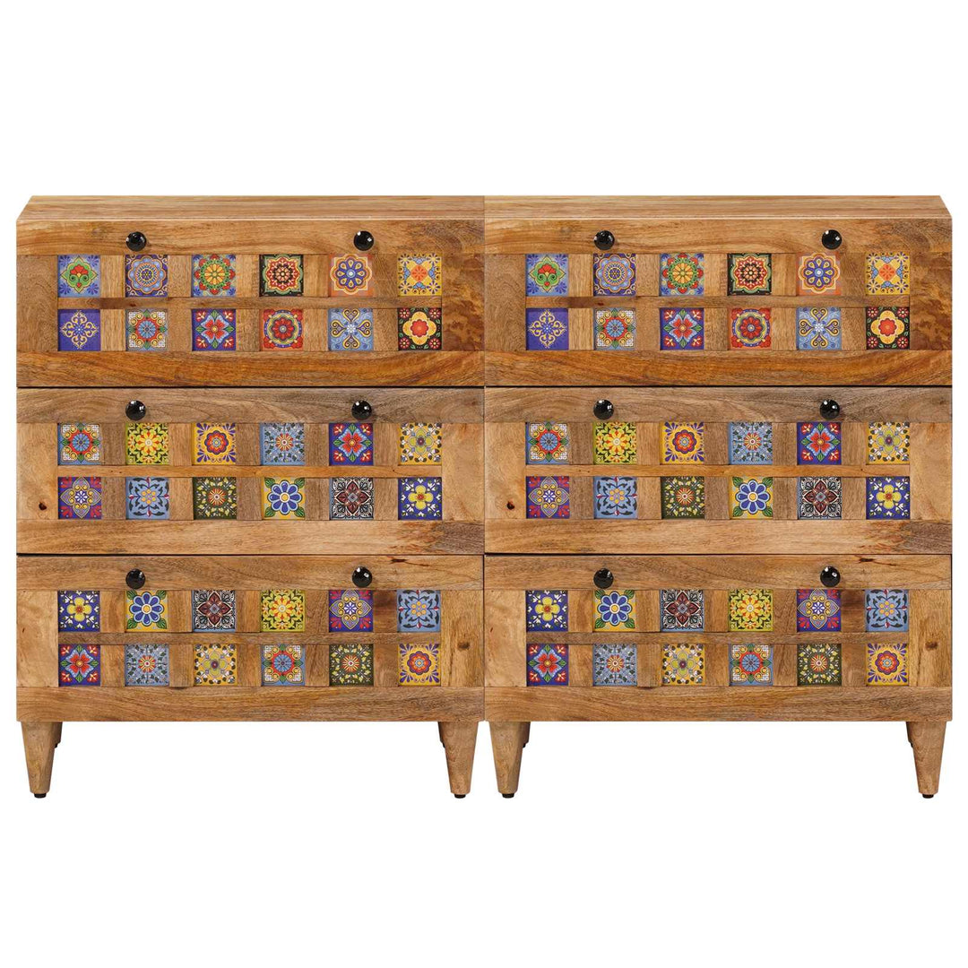 Sideboard 2 pcs Naturfarvet 60 x 33 x 75 cm Massivt mangotræ