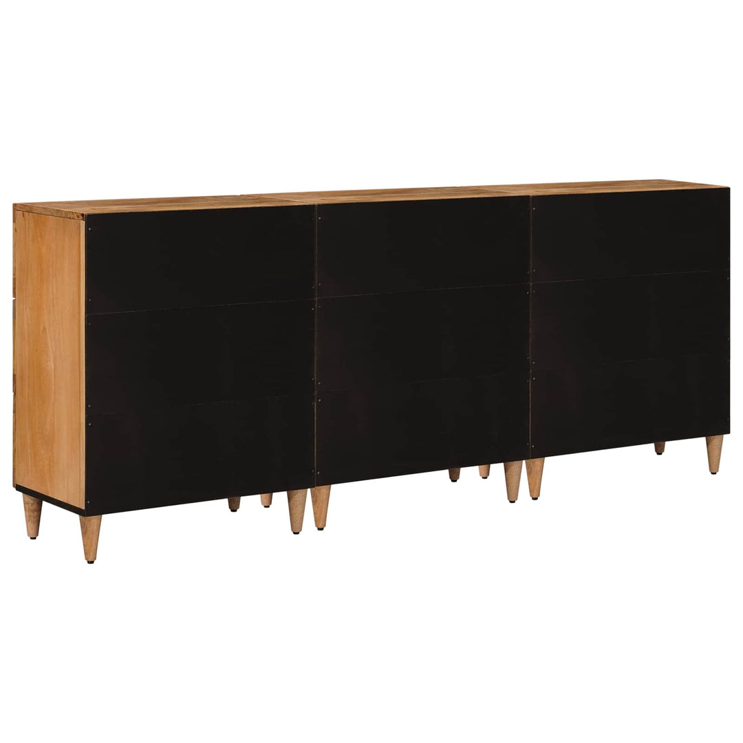Sideboard 3 pcs Naturfarvet 60 x 33,5 x 75 cm Massivt mangotræ