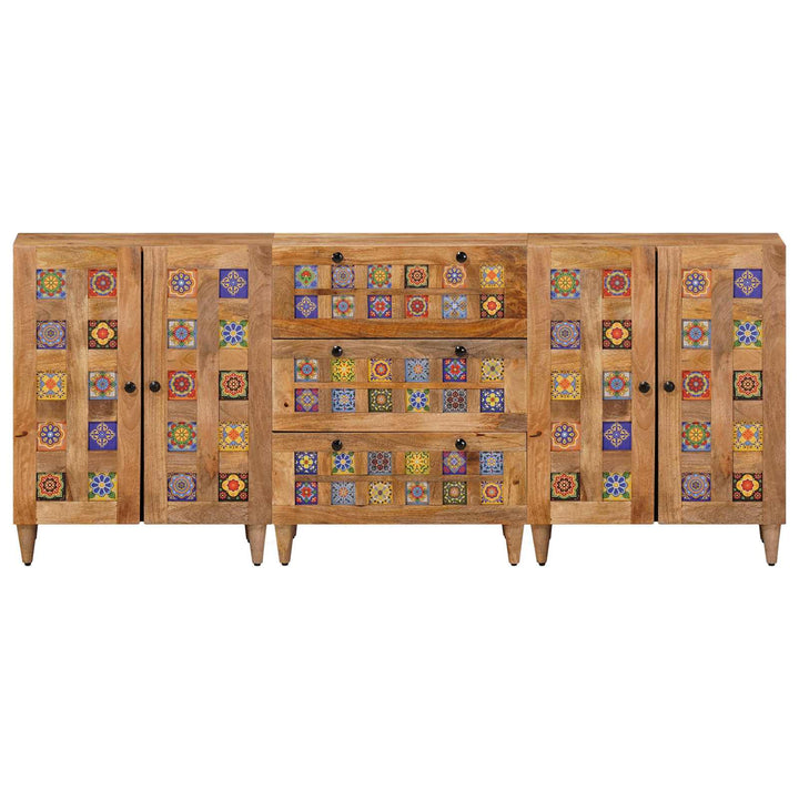 Sideboard 3 pcs Naturfarvet 60 x 33,5 x 75 cm Massivt mangotræ