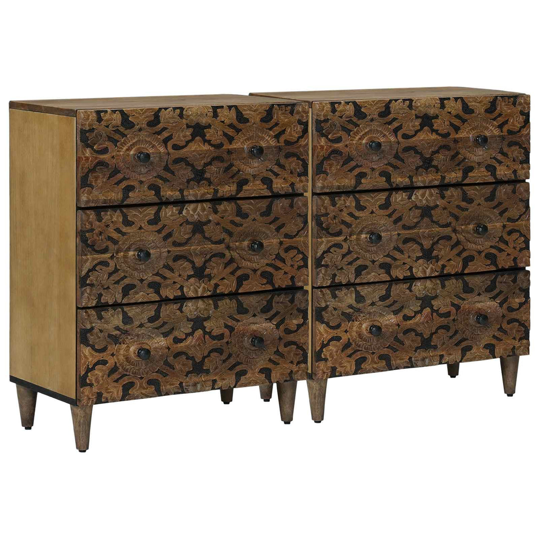 Sideboard 2 pcs Brun 60 x 33,5 x 75 cm Massivt mangotræ