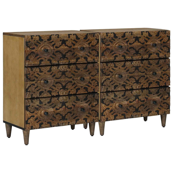 Sideboard 2 pcs Brun 60 x 33,5 x 75 cm Massivt mangotræ