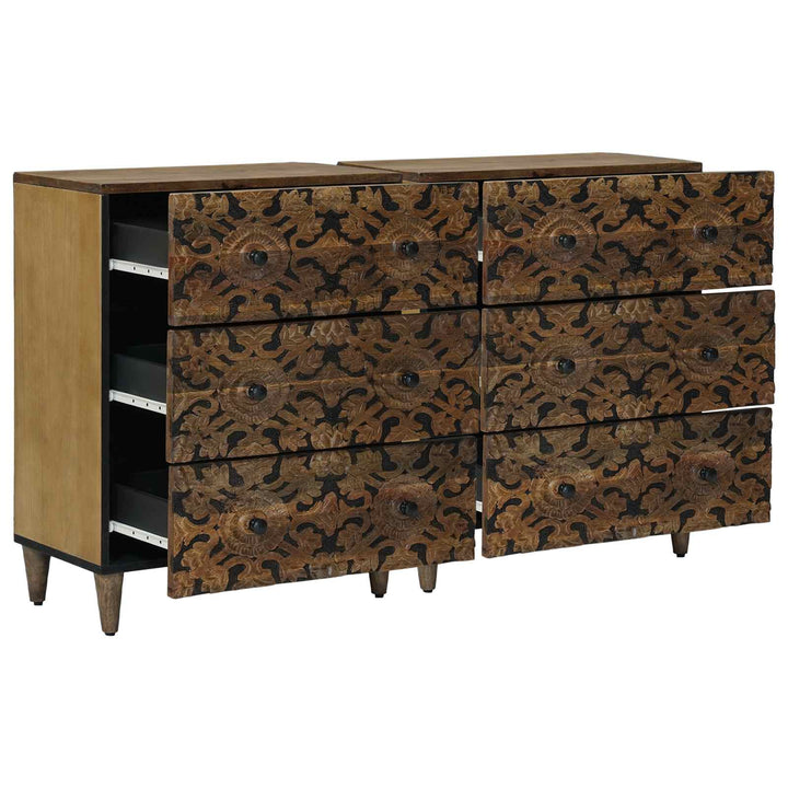 Sideboard 2 pcs Brun 60 x 33,5 x 75 cm Massivt mangotræ