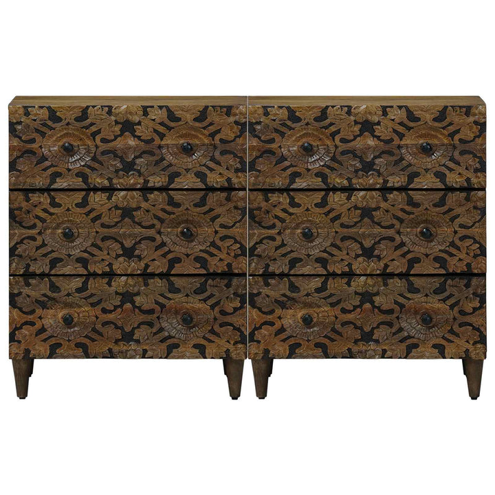 Sideboard 2 pcs Brun 60 x 33,5 x 75 cm Massivt mangotræ