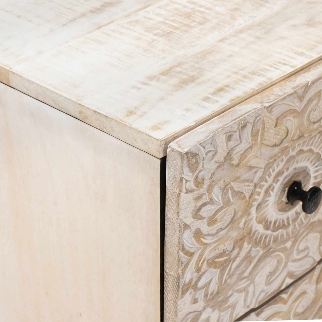 Sideboard 2 pcs Hvid 60 x 33,5 x 75 cm Massivt mangotræ