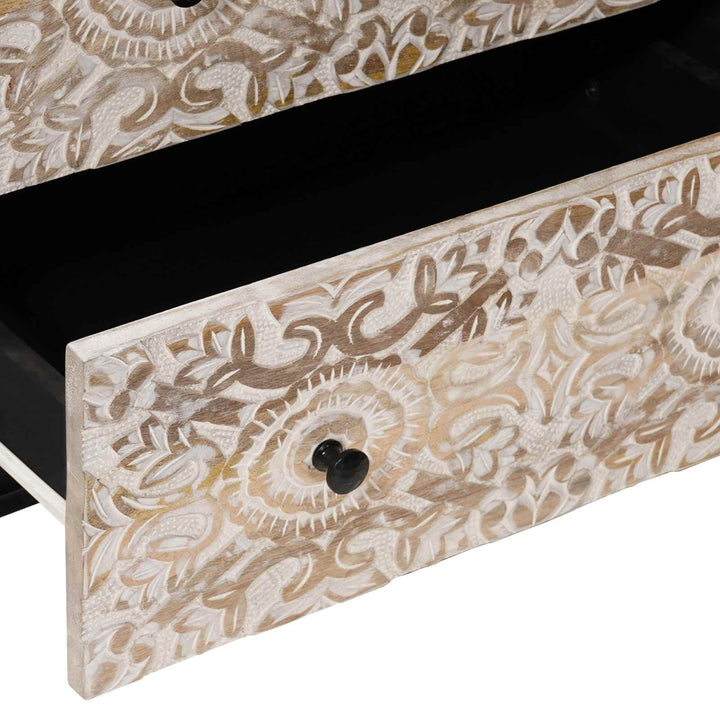 Sideboard 2 pcs Hvid 60 x 33,5 x 75 cm Massivt mangotræ