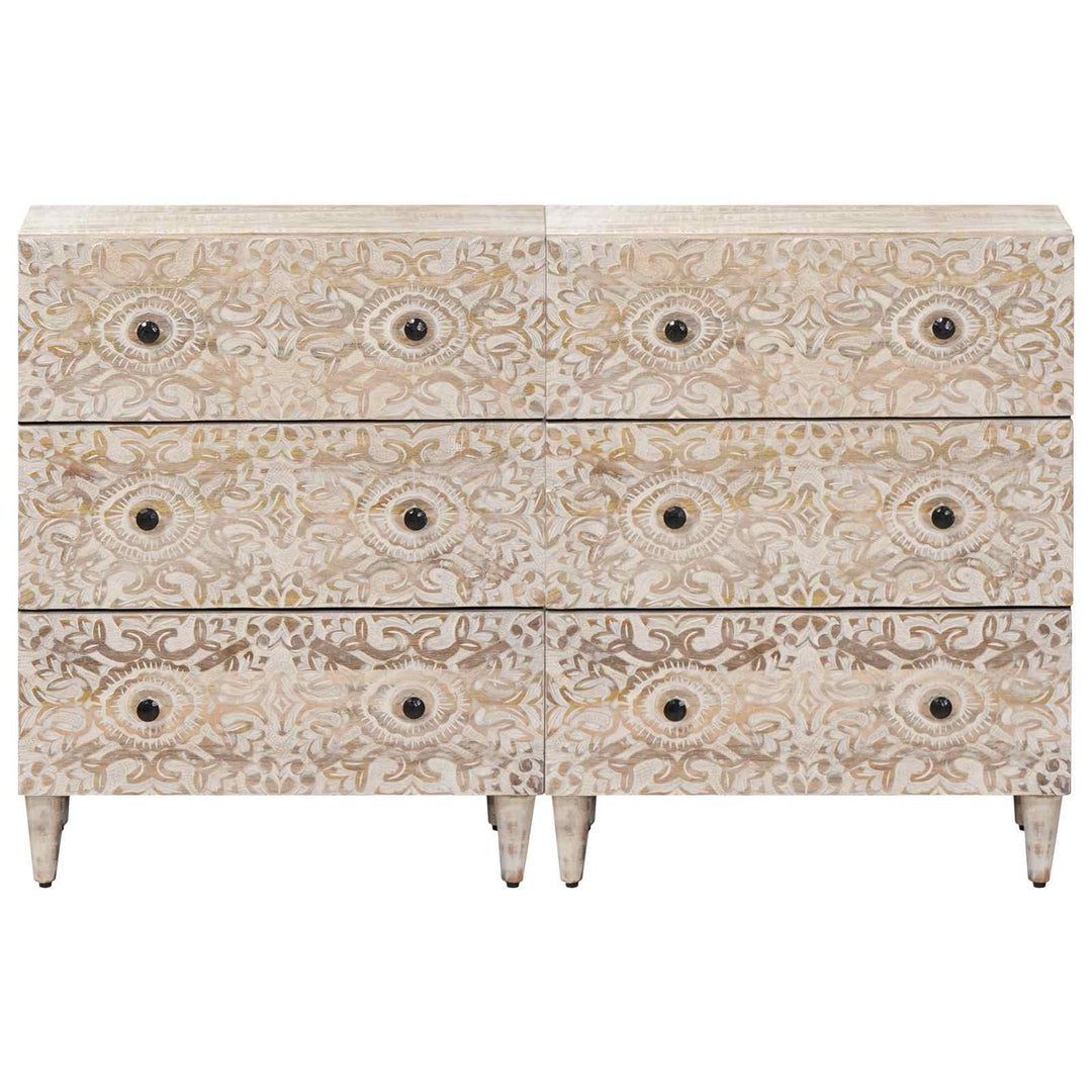 Sideboard 2 pcs Hvid 60 x 33,5 x 75 cm Massivt mangotræ
